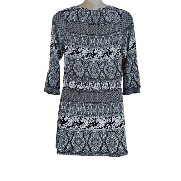 White House Black Market Multiprint Boho Style Drop Waist Dress - Picture 2 of 11